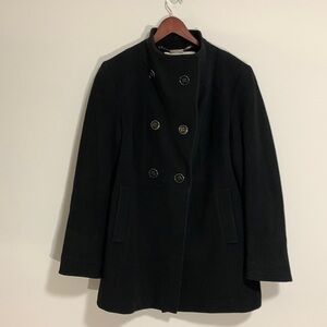 Perry Ellis Portfolio Wool Pea Coat Jacket Black Size 8